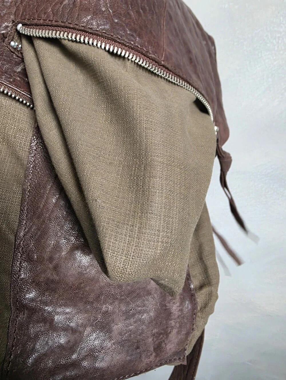 Daniella Lehavi Chocolate Brown Texture Leather Top Handle Crossbody Slouchy Bag